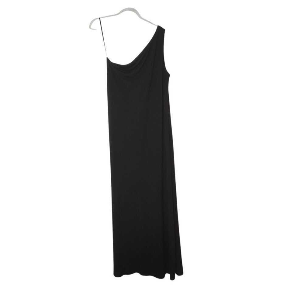 Virgo Black One Shoulder Maxi Dress Sheer Unlined Women's Sz 18 Elegant
